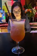 A Chinese Mai Tai in a glass.